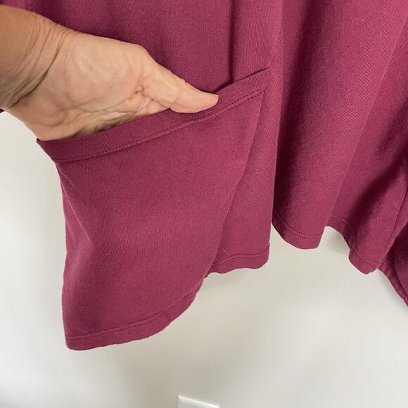 Cut Loose Tunic Top Women’s XL Burgundy Stretch Minimalist Lagenlook Pockets USA - Picture 8 of 10